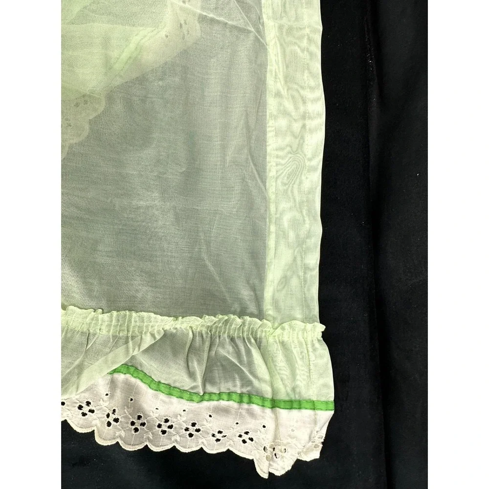 Vintage JC PENNEY Green Curtain Set Panels Valance Tie Backs Irish Cottage Core